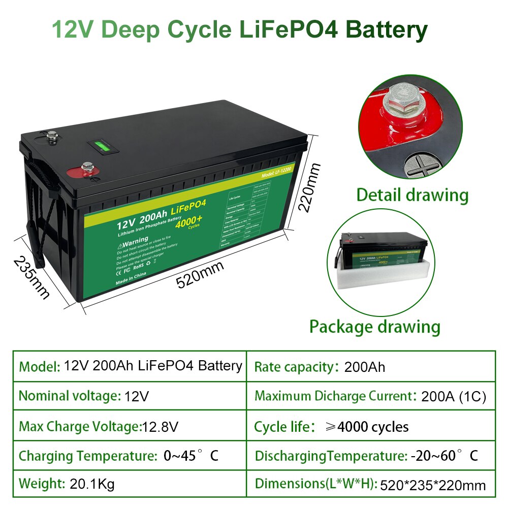 12V 200Ah LiFePO4 Battery Detail drawing (6