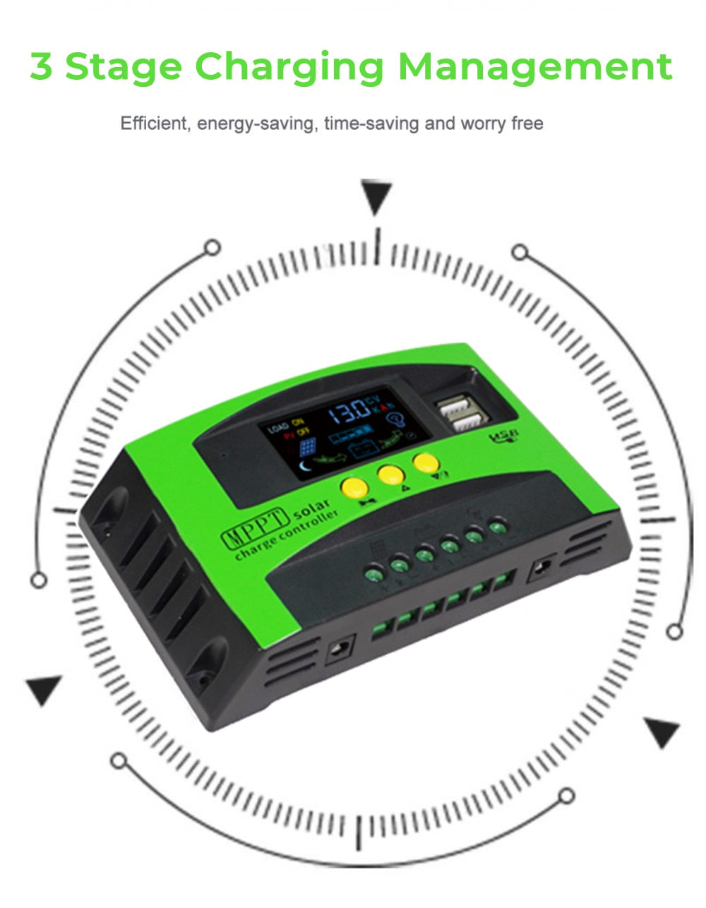 Nouveauté 12V 24V Auto MPPT contrôleur de Charge solaire 10A 20A 30A panneau solaire régulateur PV couleur LCD affichage 5V double USB