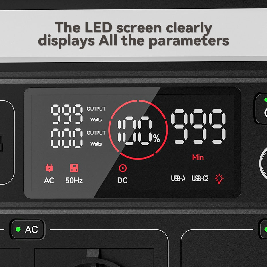 FF Flashfish A1001, LED screen clearly displays All the parameters OUTPUT Watts