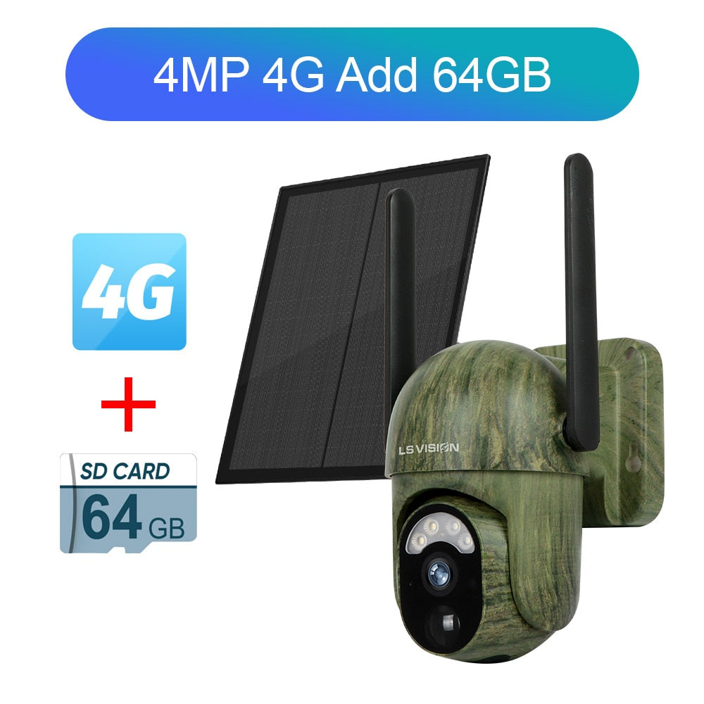 Câmera solar LS VISION LS-WS16M - câmera de segurança solar 4MP 4G sem fio WiFi ao ar livre Detecção de humanos/animais 2-Way Talk IP66 Câmera de vida selvagem à prova d'água