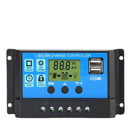 Upgraded Smart Solar Charge Controller 10A 20A 30A 12V 24V Auto PWM LCD Dual USB 5V Output Solar Panel PV Regulator Hot Sale