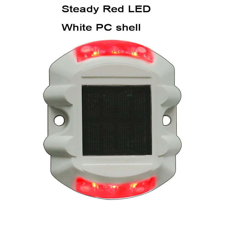 Steady Mode white color Plastic Green LED Solar Powered Road Stud  Reflective Ground Light Path Deck Dock Warning Light