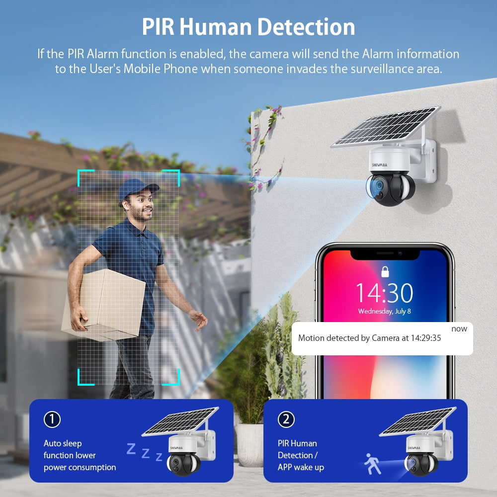 SHIWOJIA ST-518 Cámara solar - Wifi Cctv inalámbrico para exteriores Nube H265 Energía solar Luces de jardín Vigilancia de seguridad Cámara de batería
