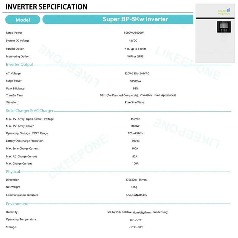 INVERTER SEPCIFICATION Model Super BP_SK