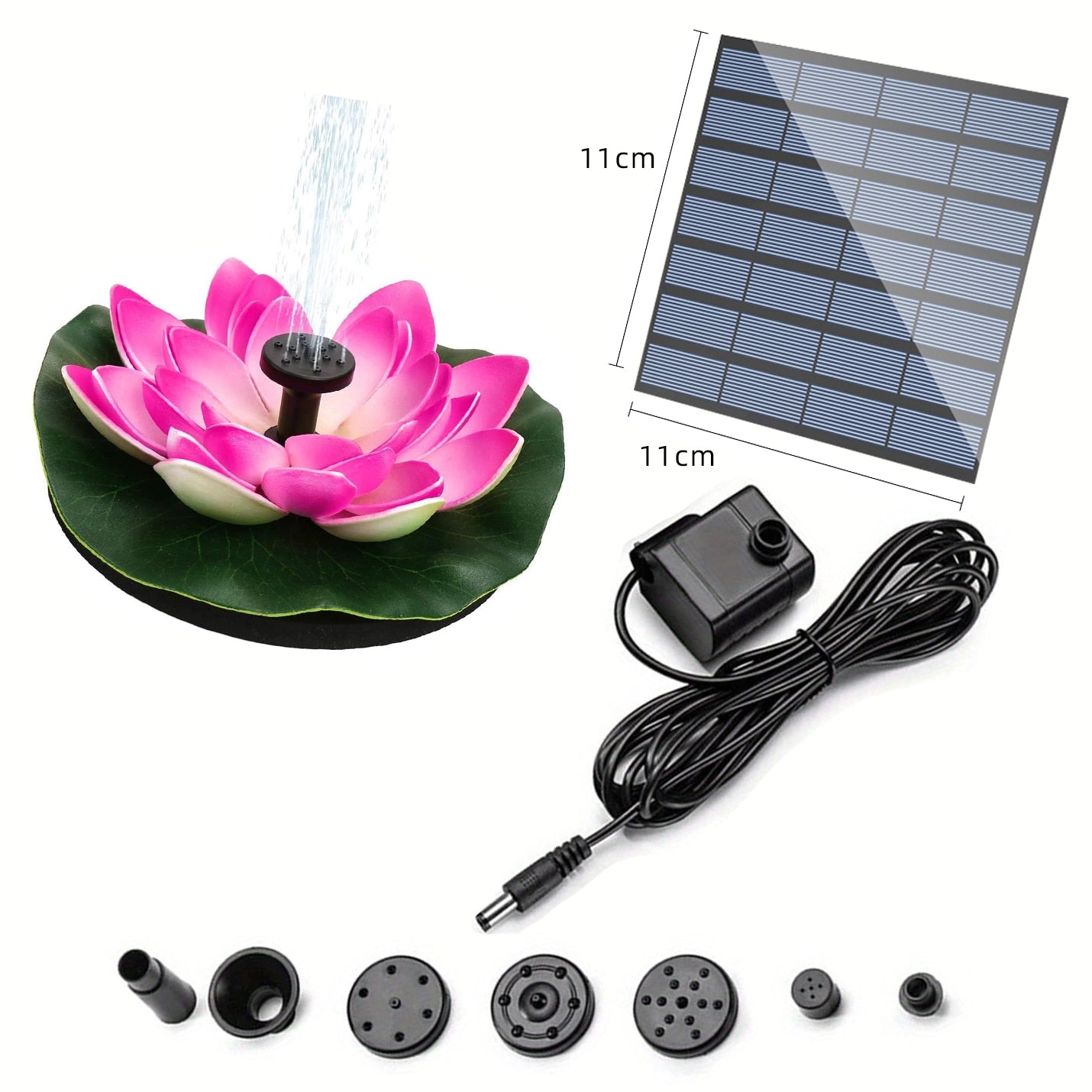 Mini fonte de água solar de lótus - fonte de decoração em cascata para banho de pássaros ao ar livre Fonte de jardim flutuante movida a energia solar