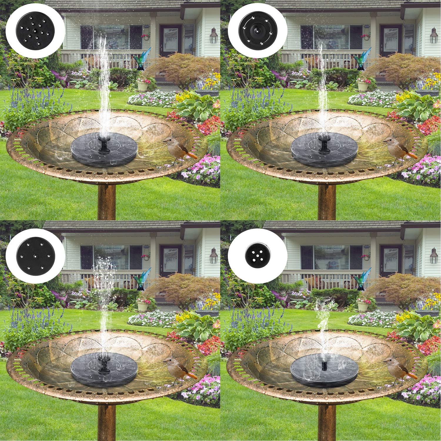 Floating Solar Fountain Solar Powered Fountain Pump for Standing Floating Birdbath Water Pumps for Garden Patio Pond Pool