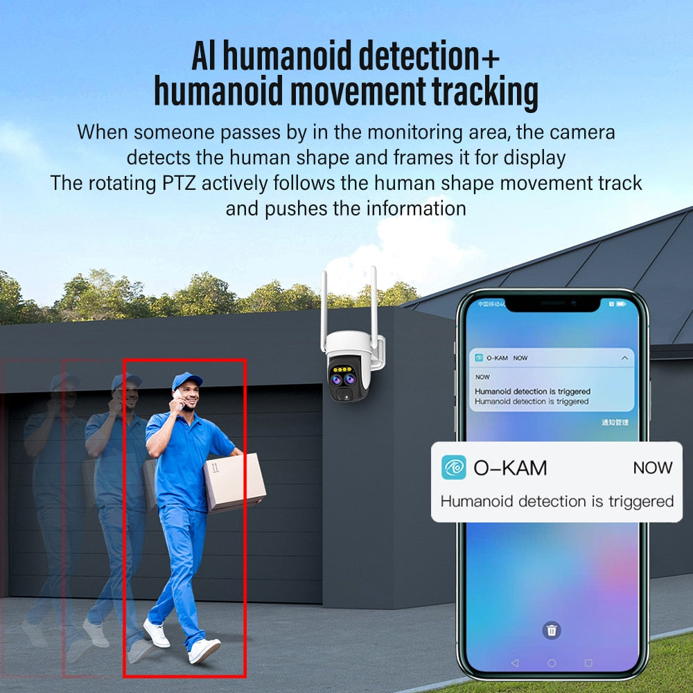 PEGATAH TI-D1W5 Cámara solar inalámbrica de 8MP - WiFi al aire libre Lente dual Panel solar 10X Detección humana Cámara de seguridad PTZ Cámaras IP a prueba de agua