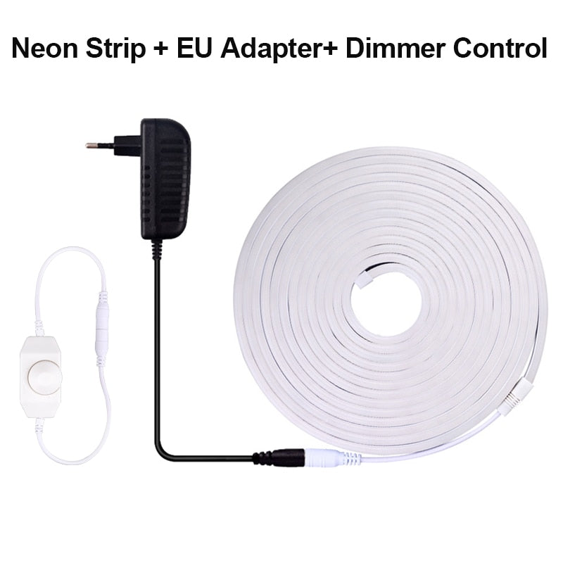 DC12V LED Neon Strip Light, Neon Strip + EU Adapter+ Dimmer