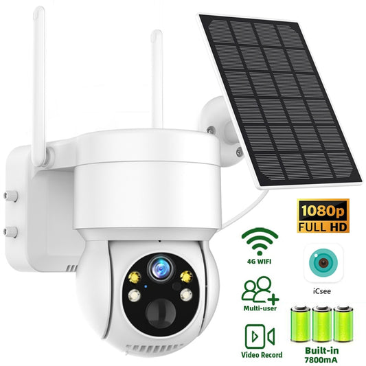 WiFi PTZ Camera Outdoor Wireless Solar IP Camera 4MP HD Built-in Battery Video Surveillance Camera Long Time Standby iCsee APP