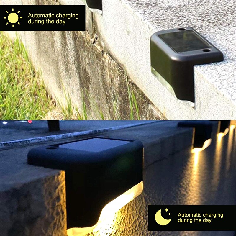 Solar Deck Lights 4/8/16 PCS Outdoor Solar Step Light Warm White for Garden Fence Railing Stairs Waterproof Led Solar Fence Lamp