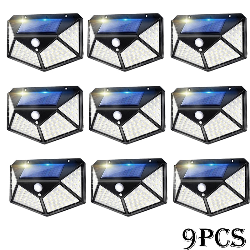 Newest Solar Lights Outdoor 100 LED Solar Sensor Motion Light 3 Modes Outdoor Solar Wireless Lamp IP65 Waterproof Wall Lights