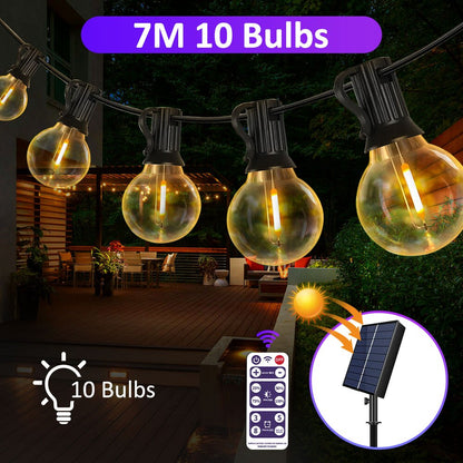 10M  20 LEDS  G40 Solar String Lights Outdoor Patio Lights Solar &amp; USB Powered Waterproof Globe Hanging Lights with Shatterproof