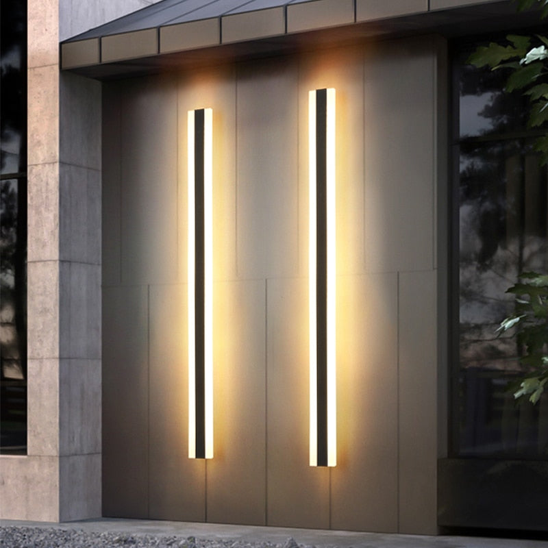 Lampada da parete per esterni impermeabile LED Lampada da parete lunga IP65 cortile Luce Giardino Villa portico Sconce Light 110V 220V Sconce Apparecchio