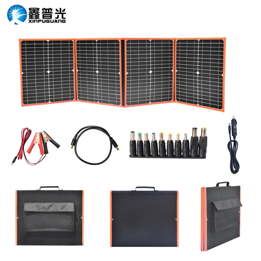 100W 80W 60W 40W Foldable Solar Panel Kit 12V Battery Charger Outdoor Portable Folding Flexible Solar Panels Dual USB+DC Output