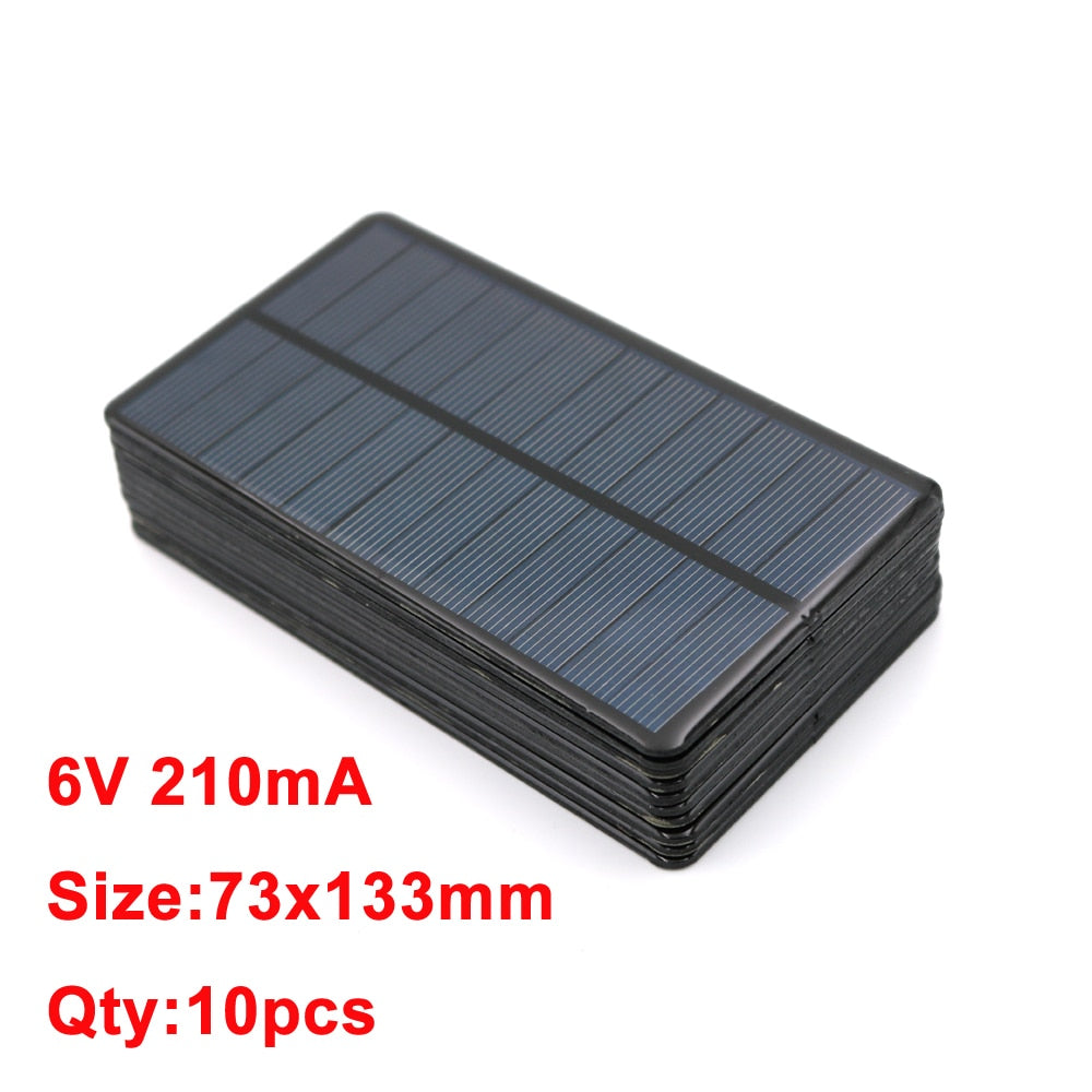 10PCS X DC Solar Panel, 6V 210mA Size:73x133mm Qt