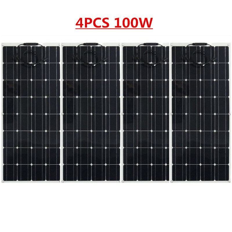 400W 300W 200W 100W Solar Panel PET Flexible Solar Panel Mono Solar Cell 12v Solar Battery Charge Waterproof For Home Roof Boat