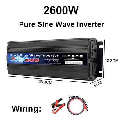Inversor de onda senoidal pura 12V 24V 110V 220V 1000w 2000w 2600w Inversor 12V 48V a 220V Power Solar Inverter Converter LED Display