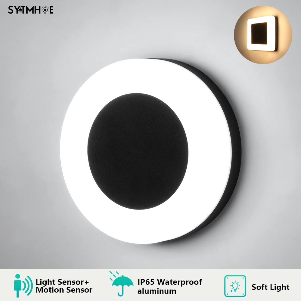Luz Led para porche de aluminio Ip65, luz de pared para exteriores, balcón, candelabro Exterior, lámpara de pared para exteriores montada en techo/pared, Sensor de movimiento