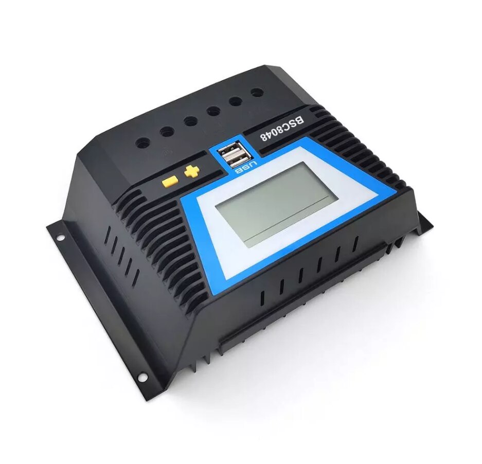 PWM Solar Controller 20A 30A 60A 80A 12V/24V or 12V 24V 36V 48V Lithium Battery Regulator of Light Dual Time Control and USB