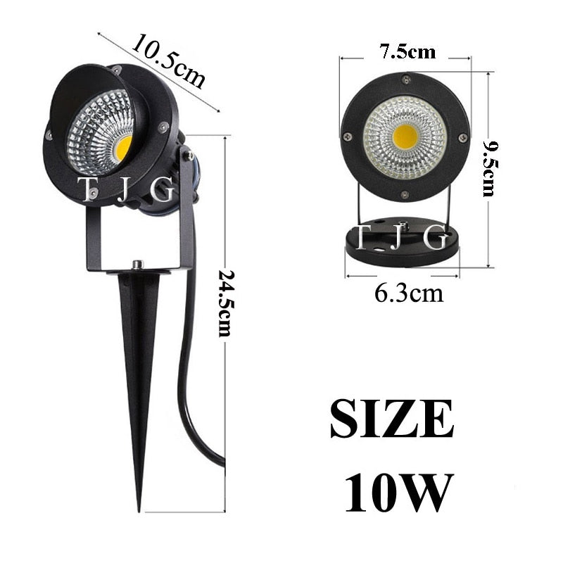 LED COB Illuminazione da giardino 3W 5W 10W Outdoor Spike Prato Lampada Illuminazione impermeabile Led Faretti da giardino con luce AC110V 220V DC12V
