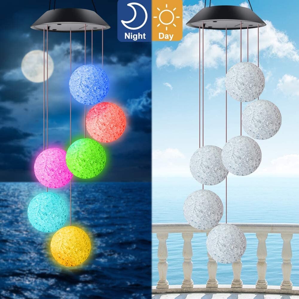 Color Changing Solar Power Wind Chime Hummingbird Angel Butterfly Waterproof Outdoor Decoration Light for Patio Yard Garden