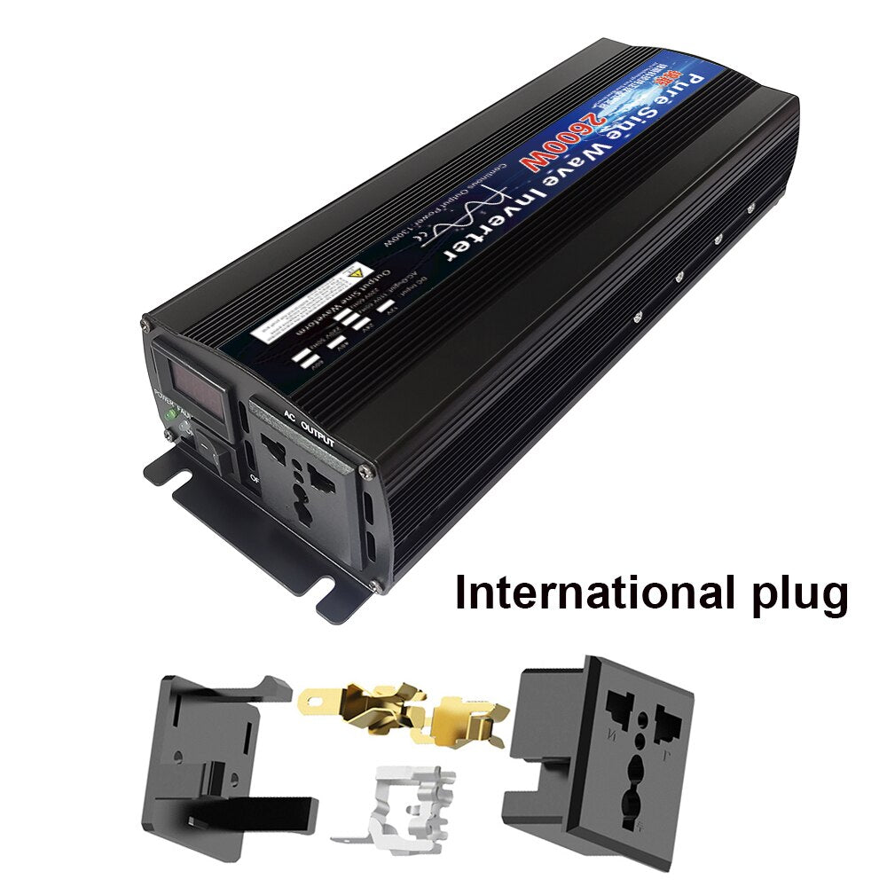 Inversor de onda senoidal pura 12V 24V 110V 220V 1000w 2000w 2600w Inversor 12V 48V a 220V Power Solar Inverter Converter LED Display