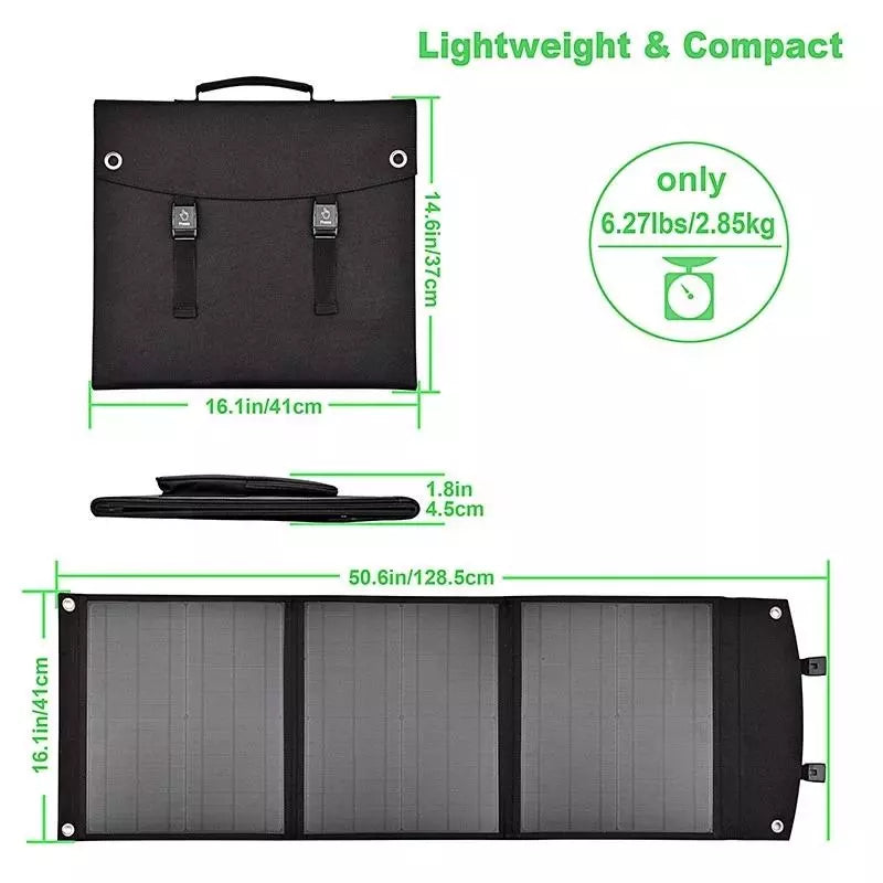 60W Portable Solar Panel, Lightweight & Compact only 6.27lbs/2.8 1 16.1