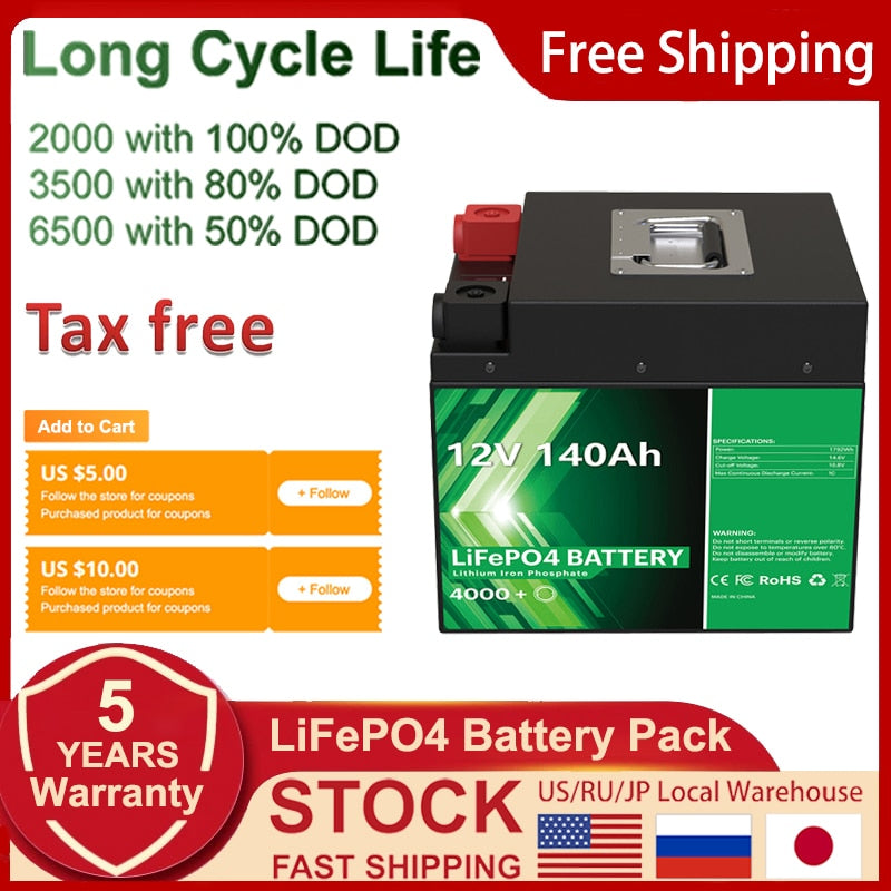 Long Cycle Life Free Shipping 2000 with 100% DOD 3500 with