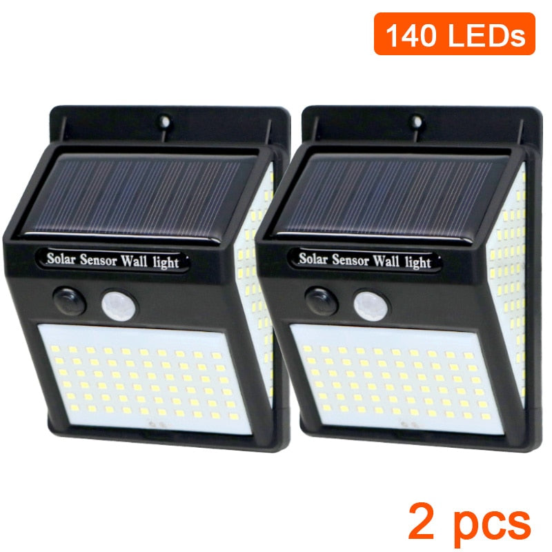 140 LEDs Solar Sensor Wall light 2 pCS .