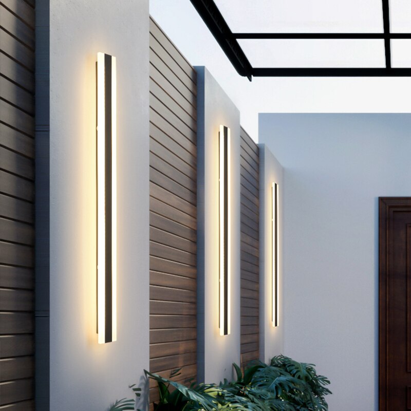 Lampada da parete per esterni impermeabile LED Lampada da parete lunga IP65 cortile Luce Giardino Villa portico Sconce Light 110V 220V Sconce Apparecchio