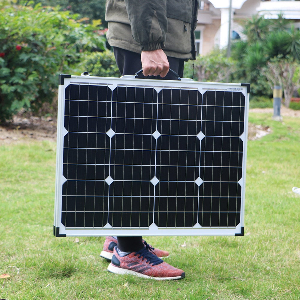 Dokio 100W Foldable Solar Panel China (2Pcs x 50W) 18V +10A 12V Controller Solar Battery Cell/Module/System Charger
