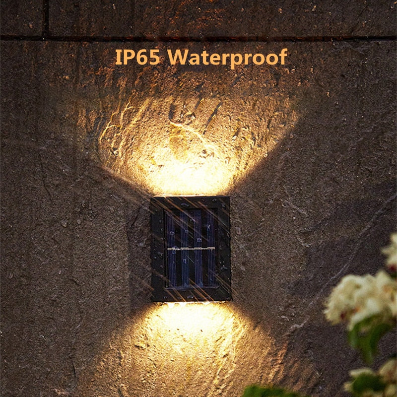 6 LED Solar Wall Lamp Outdoor Waterproof Up and Down Luminous Lighting Garden Decoration Solar Lights Stairs Fence Sunlight Lamp