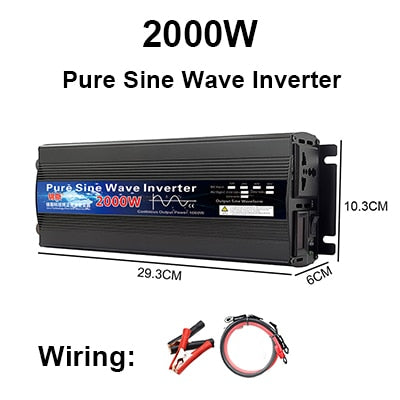 Inversor de onda senoidal pura 12V 24V 110V 220V 1000w 2000w 2600w Inversor 12V 48V a 220V Power Solar Inverter Converter LED Display