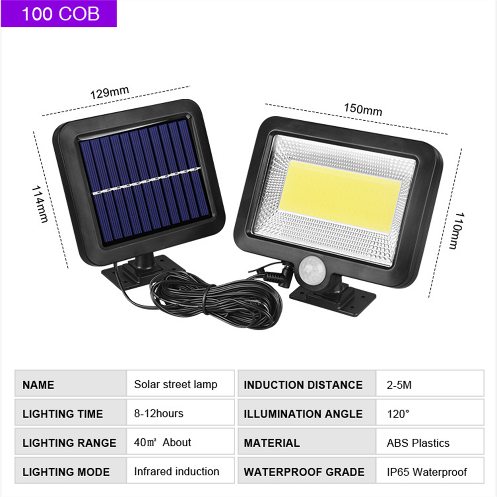 COB LED Solar Powered Light, 100 COB A NAME Solar street lamp INDUCTION D