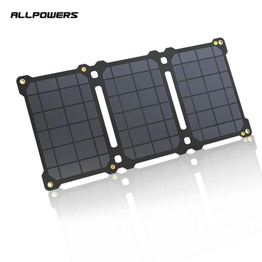 ALLPOWERS Solar Panel 5V 21W USB Mobile Phone Power Bank Charger Outdoor Portable Foldable Solar Cells Battery Pack