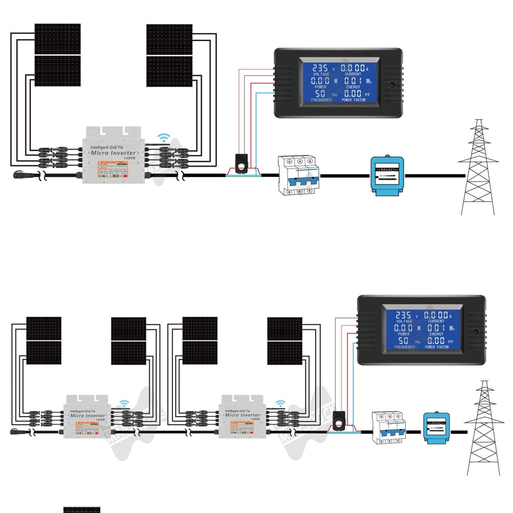1400W IP65 Solar Grid Tie Micro Inverter Dual MPPT Microinverter Inversor 30V 36V DC 110V 220VAC For 4*300W or 350W Solar Panel