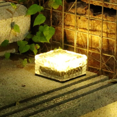 Solar Brick Ice Cube Light Outdoor Waterproof Path Stair Step LED Sunlight Garden Yard Pathway Party Christmas Landscape Lamp
