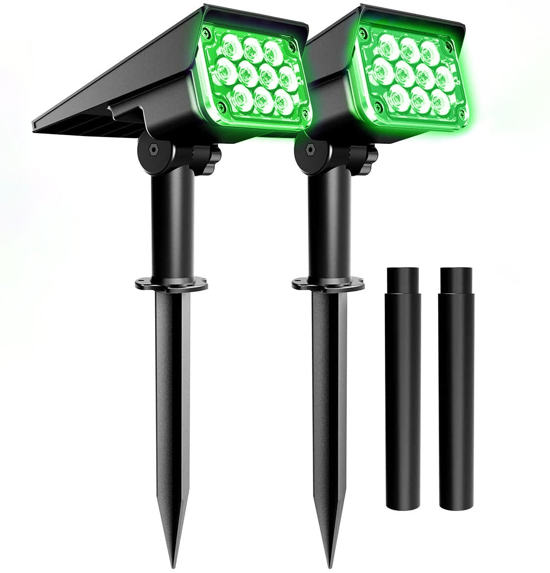 T-SUN Faretto solare orientabile Luce solare da giardino IP65 Luce verde a energia solare per la decorazione dell'albero del percorso del cortile Luce solare esterna