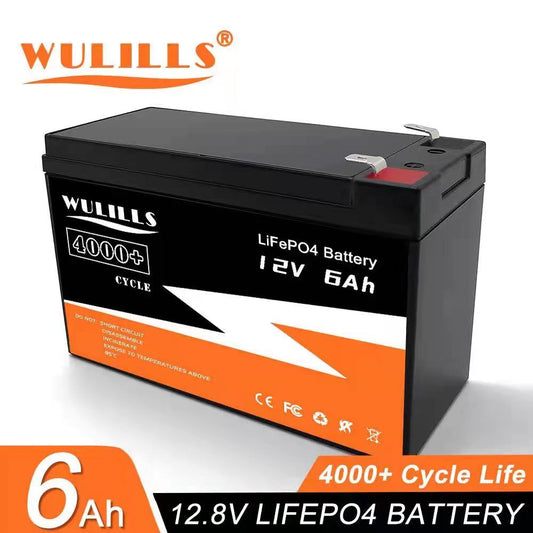 12V 6Ah LiFePo4 Battery Pack, WULILLS Ce 4000+ Cycle Life 6Ah 1