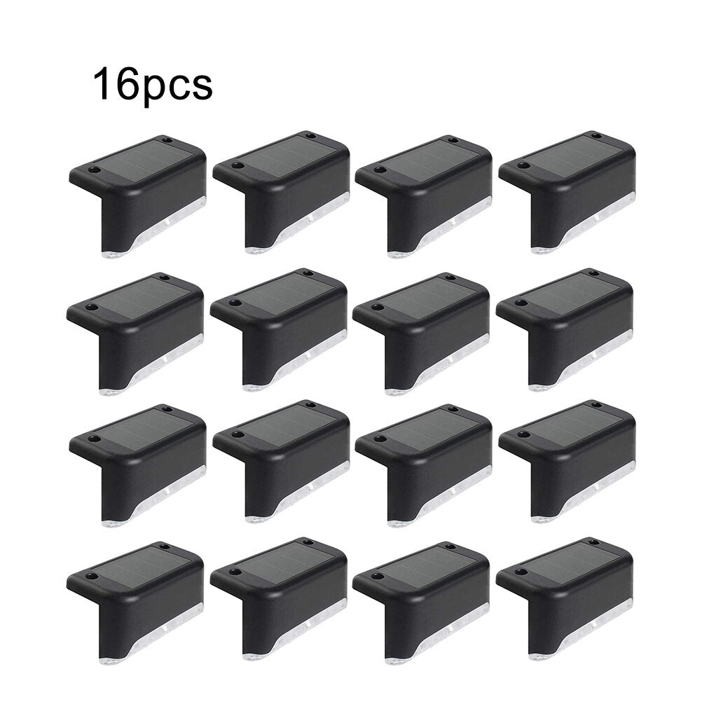 4pcs LED Solar Lamp Path Stair Outdoor Waterproof Wall Light Garden Landscape Step Deck Lights Balcony Fence Solar Lights