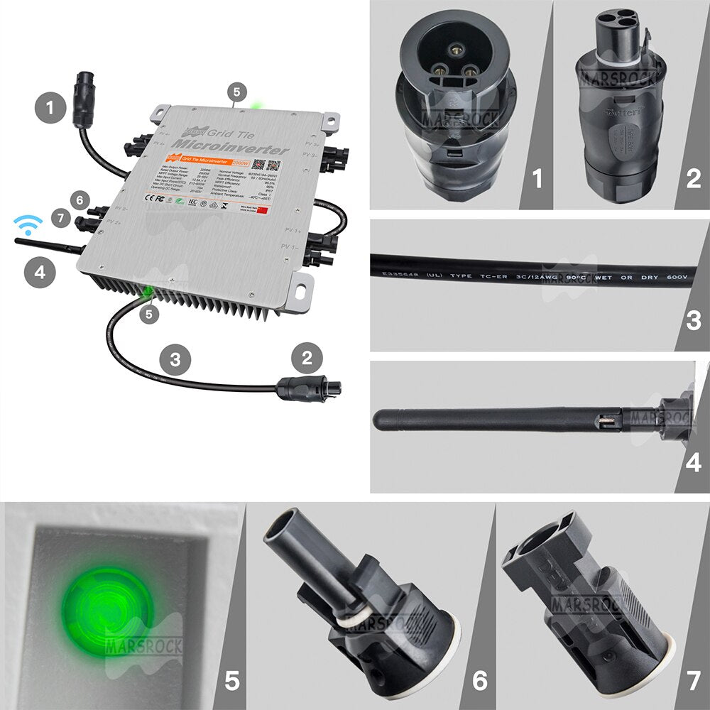 WiFi Deye 2000W INMETRO VDE IEC Solar Micro inversor con limitador 20-60V DC a 184-265VAC MPPT IP67, envío desde UE Brasil EE. UU. RU