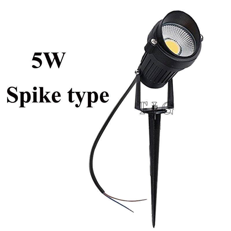 LED COB Illuminazione da giardino 3W 5W 10W Outdoor Spike Prato Lampada Illuminazione impermeabile Led Faretti da giardino con luce AC110V 220V DC12V