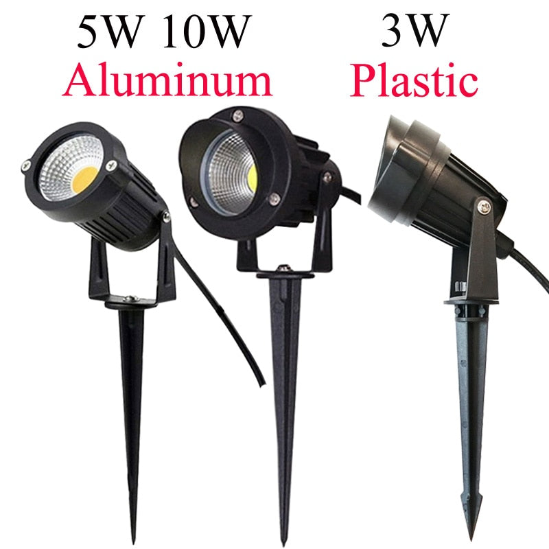LED COB Illuminazione da giardino 3W 5W 10W Outdoor Spike Prato Lampada Illuminazione impermeabile Led Faretti da giardino con luce AC110V 220V DC12V
