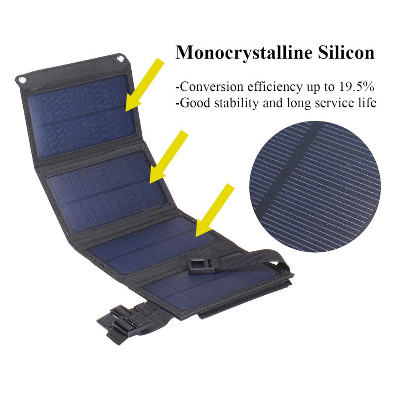 160W Foldable Solar Panel, Monocrystalline Silicon Conversion efficiency Up to 19.5% -