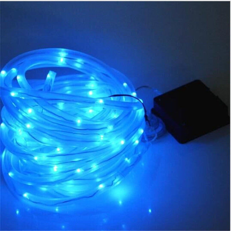 Christmas Tree Tube Lights 50/100 LEDs Solar Powered Rope String Lights Outdoor Waterproof Fairy Garden Garland for Yard Decor