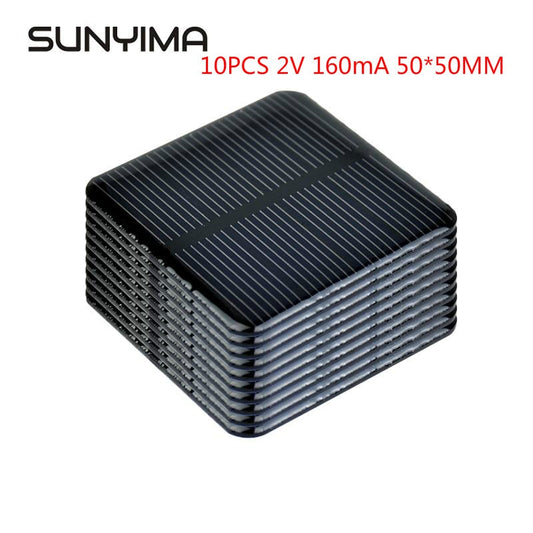 SUNYIMA 10PCS 2V 5V 6V 50*50 80*80 Solar Panels  DIY For Battery Cell Phone Chargers  Monocrystalline Silicon Module For Camping