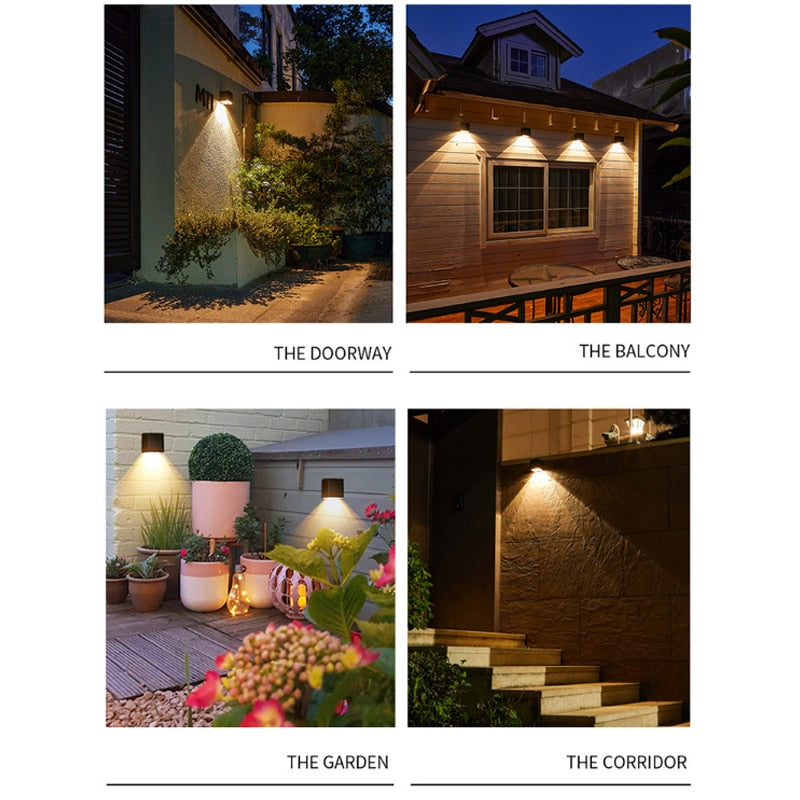 Lampada da parete quadrata da giardino a luce solare a LED Lampada da parete con sensore di luce solare IP65 Impermeabile Cortile Cortile Balcone Recinzione Decorazione Lampade