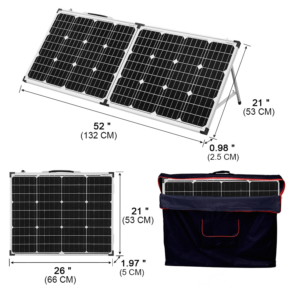 Dokio 100W Foldable Solar Panel China (2Pcs x 50W) 18V +10A 12V Controller Solar Battery Cell/Module/System Charger