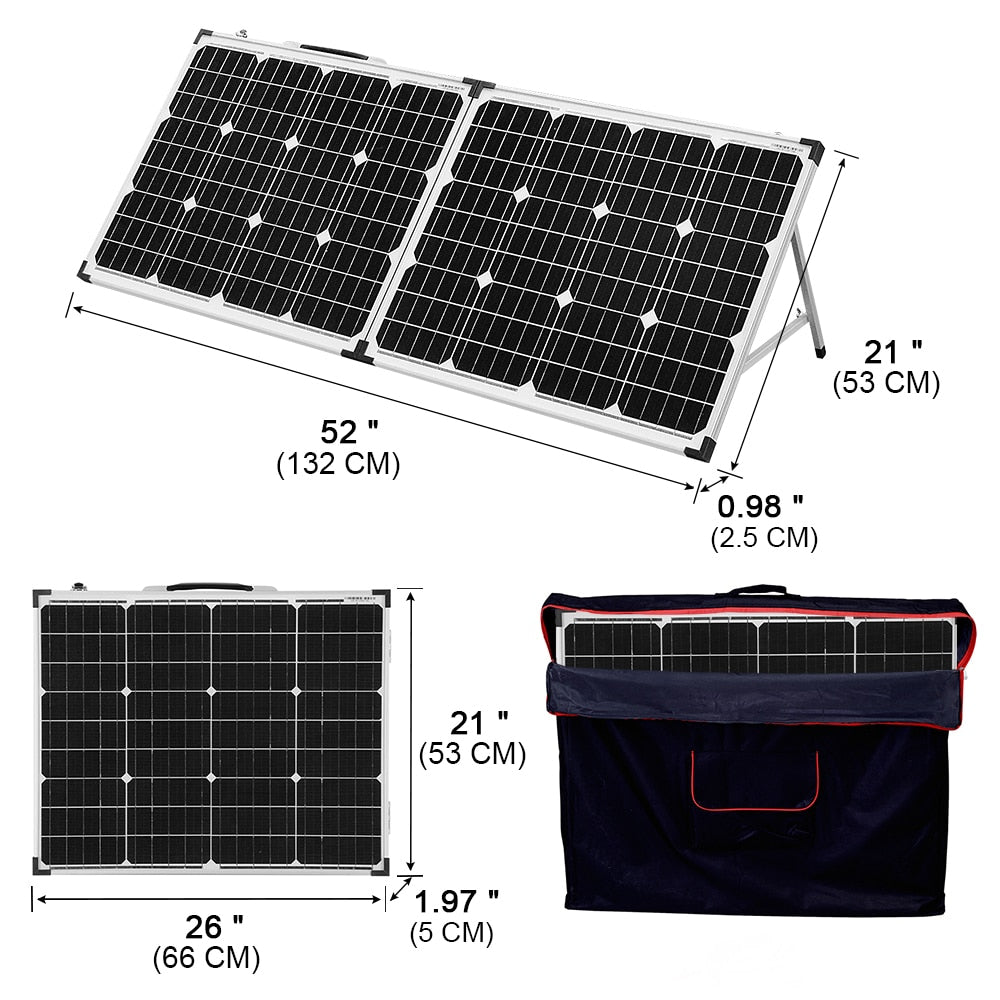 Dokio 100W Foldable Solar Panel China  (2Pcs x 50W) 18V +10A 12V Controller Solar Battery Cell/Module/System Charger