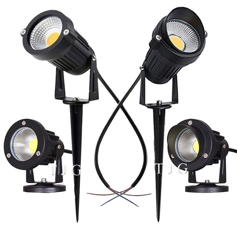 LED COB Illuminazione da giardino 3W 5W 10W Outdoor Spike Prato Lampada Illuminazione impermeabile Led Faretti da giardino con luce AC110V 220V DC12V